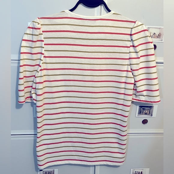 REBECCA TAYLOR (NWOT) Size: XS Horizontal Striped A-Line, Puff Sleeve Shirt - Picture 4 of 9